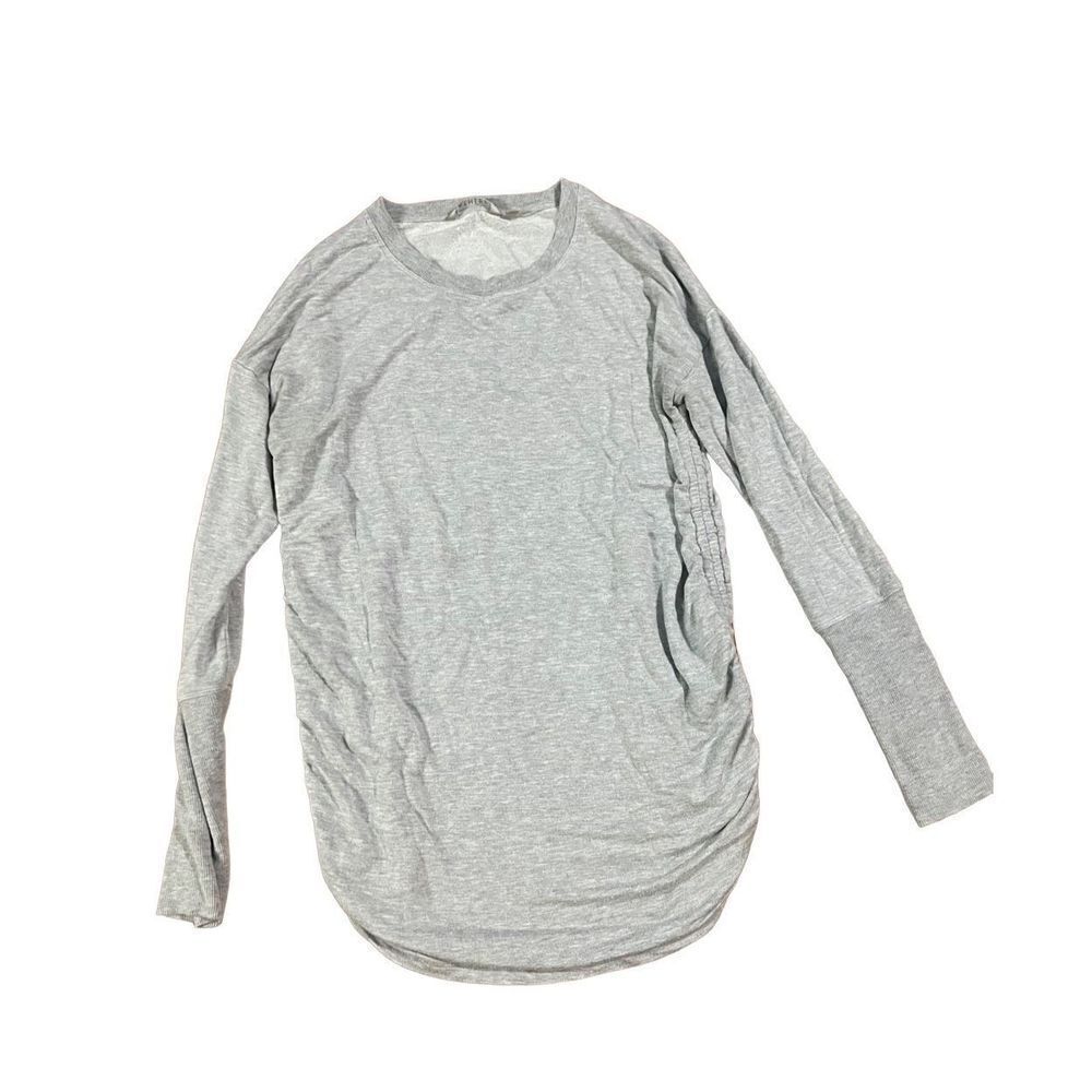 Athleta gray long sleeve‎ shirt with ruched sides size medium